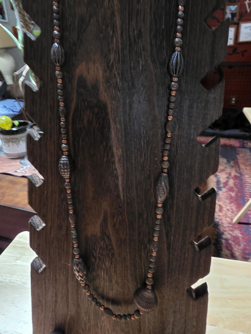 Napier Brown and Black Beaded Long Necklace